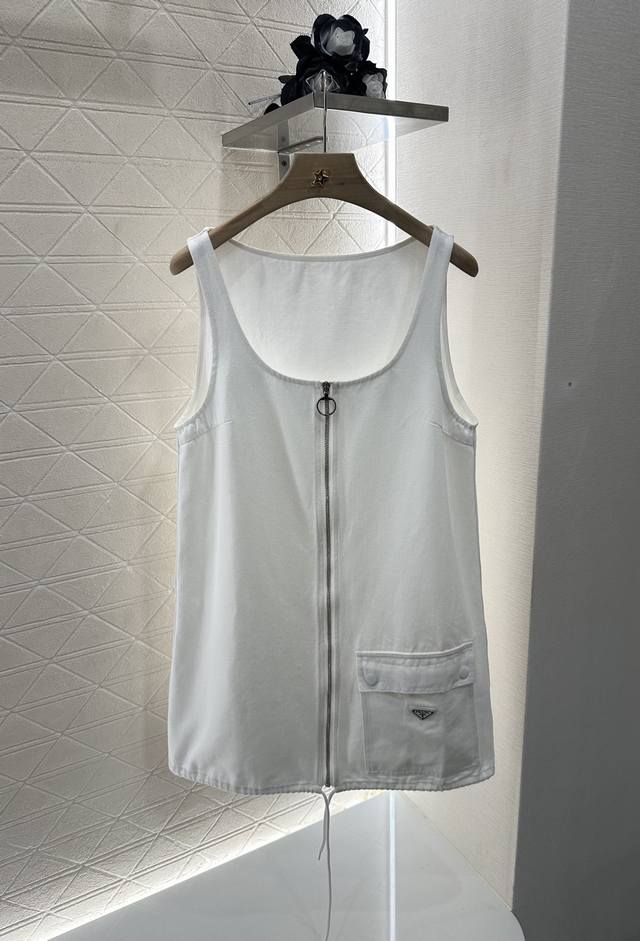 Prad*2025 New arrivals Denim pocket vest dress Customized Yb twill cotton denim