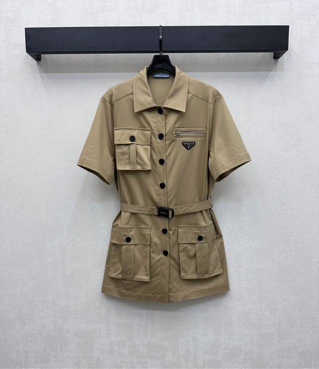 Prad*2025 New arrivals Workwear belt dress Customized Yb imported twill cotton m