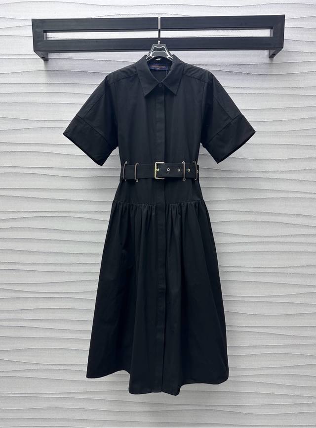 Louis Vuitto*2025 new arrivals Lapel belt dress Customized Yb imported twill cot