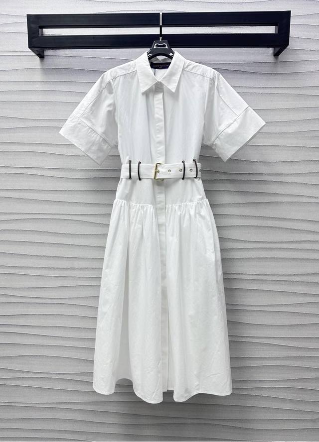 Louis Vuitto*2025 new arrivals Lapel belt dress Customized Yb imported twill cot