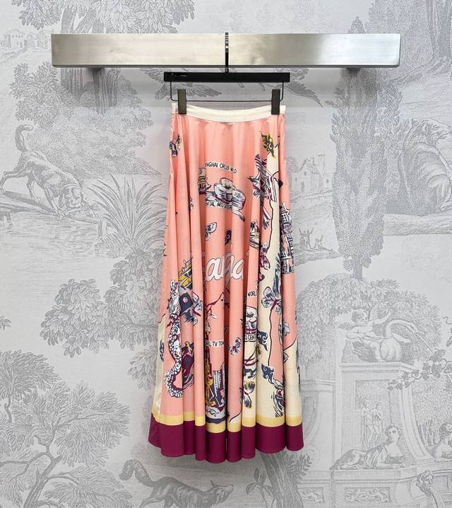 Dio*2025 New arrivals City street print skirt Customized Yb imported twill cotto