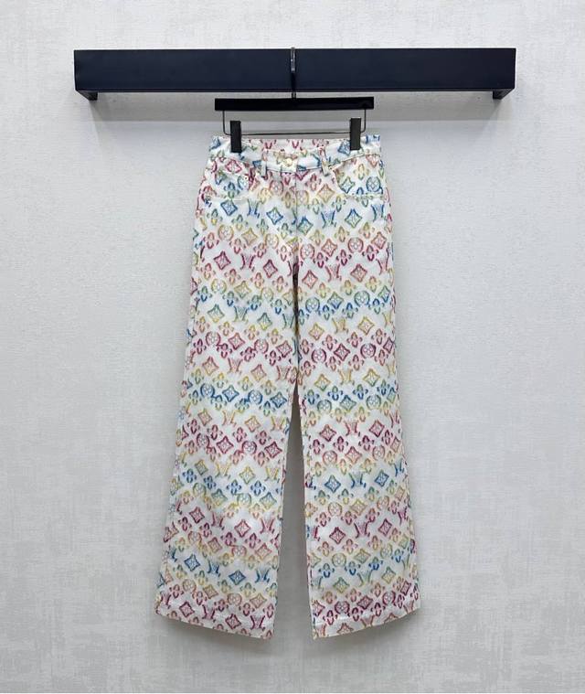 Louis Vuitto*2025 New arrivals Colorful jacquard denim trousers Customized Yb im