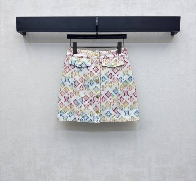 Louis Vuitto*2025 New arrivals Colorful jacquard denim skirt Customized Yb impor