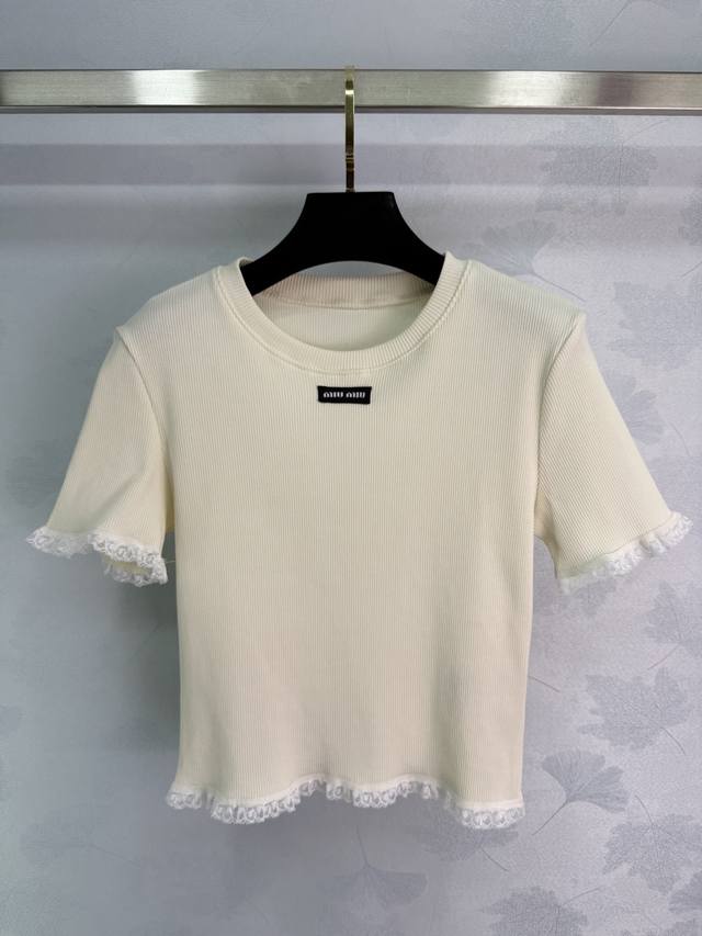 Miu*25Ss Summer new short-sleeved lace design is cute and generous, very recogni