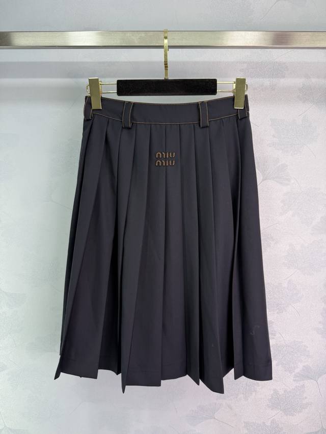 Miumi*2025 New arrivals High waist mid-length pleated skirt Customized Yb Import