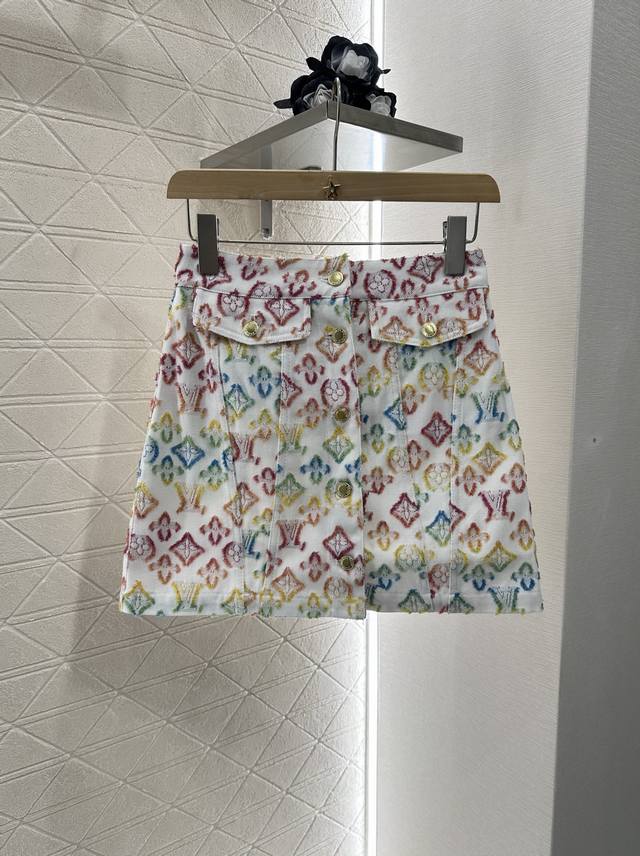 Louis Vuitto* New arrivals jacquard denim jacket and skirt set Customized Yb twi