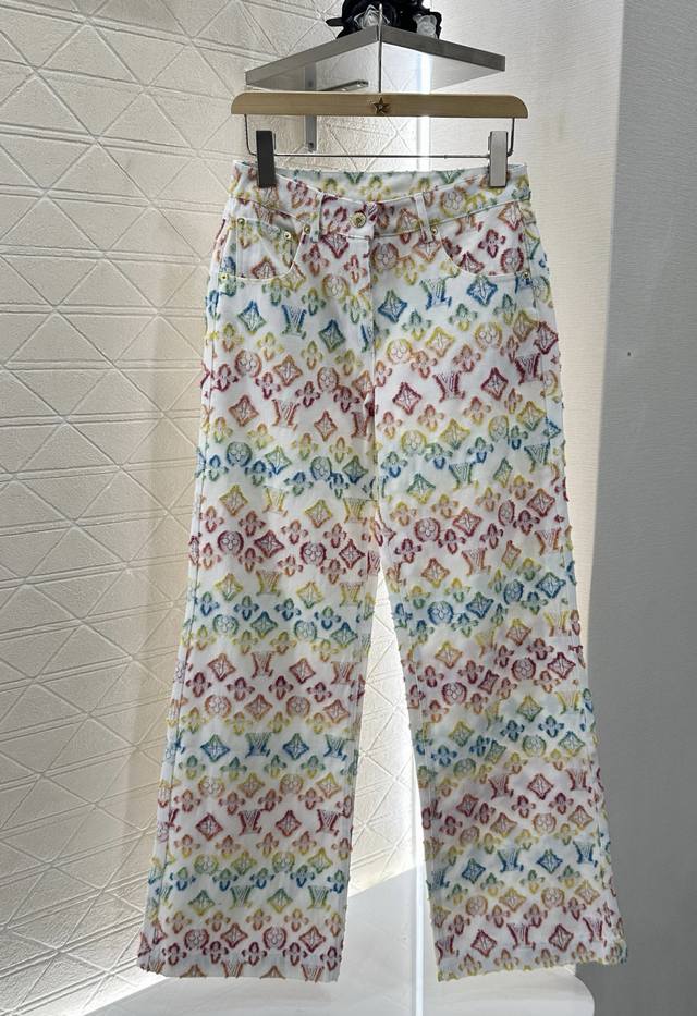 Louis Vuitto* New arrivals jacquard denim jacket and trousers set Customized Yb