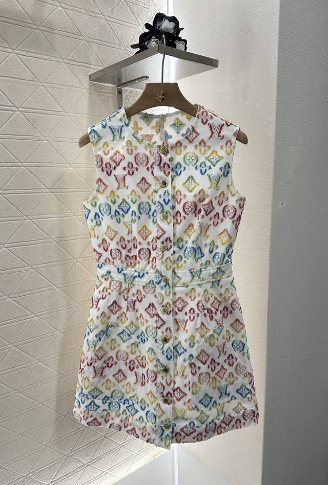Louis Vuitto* New arrivals jacquard denim sleeveless dress Customized Yb twill c