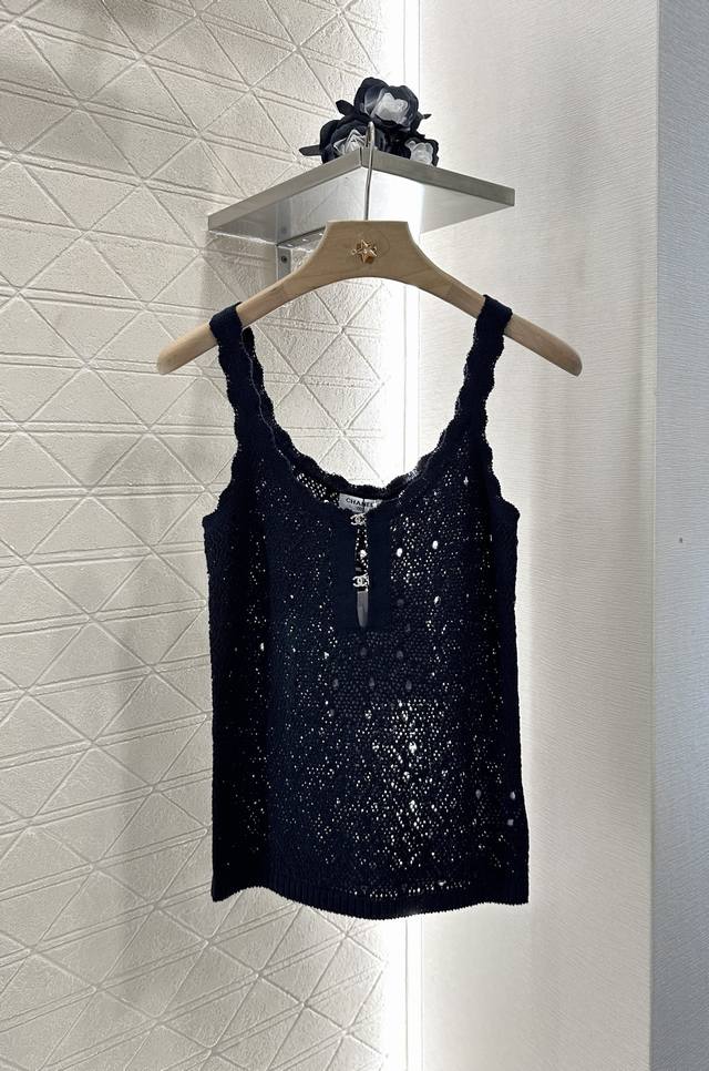 Chane*2025 New arrivals Hollow diamond knitted vest Customized Yb wool yarn wove