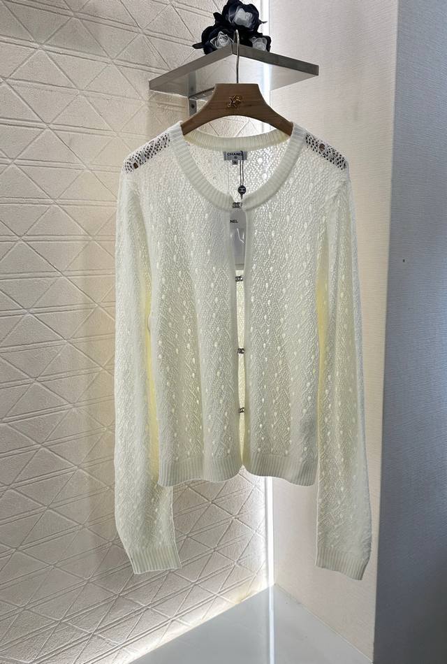 Chane*2025 New arrivals Hollow diamond knitted cardigan Customized Yb wool yarn