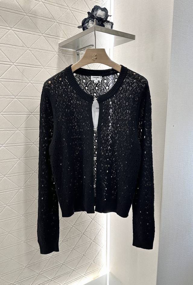 Chane*2025 New arrivals Hollow diamond knitted cardigan Customized Yb wool yarn