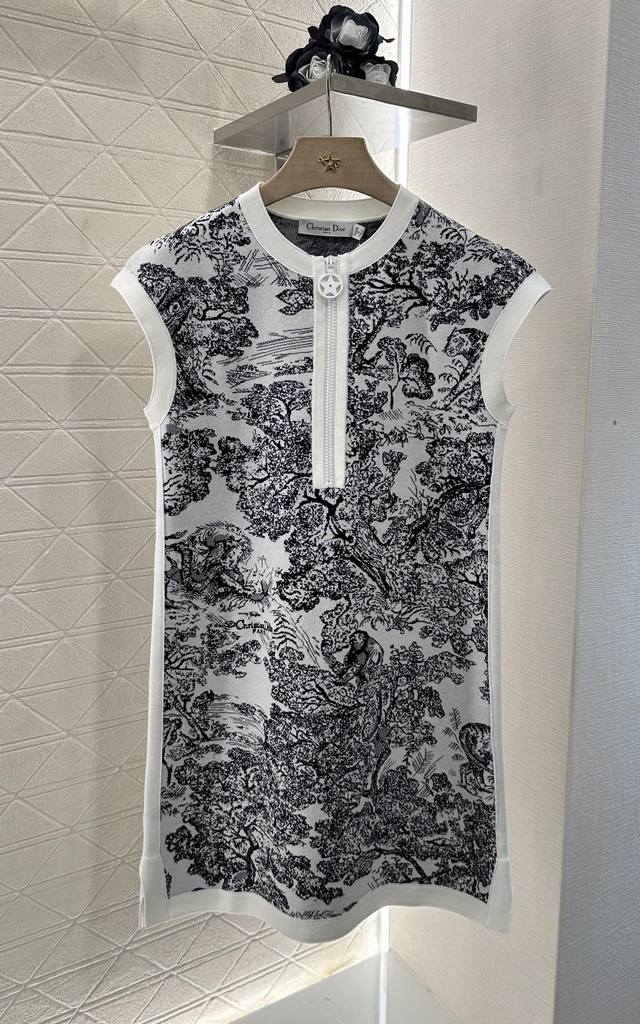 Dio* New arrival Half-open knitted jacquard vest dress Customized Yb imported ya
