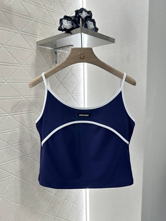Miumi*2025 New arrivals Spaghetti-shoulder camisole Customized Yb imported cotto