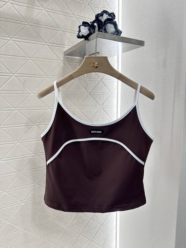 Miumi*2025 New arrivals Spaghetti-shoulder camisole Customized Yb imported cotto