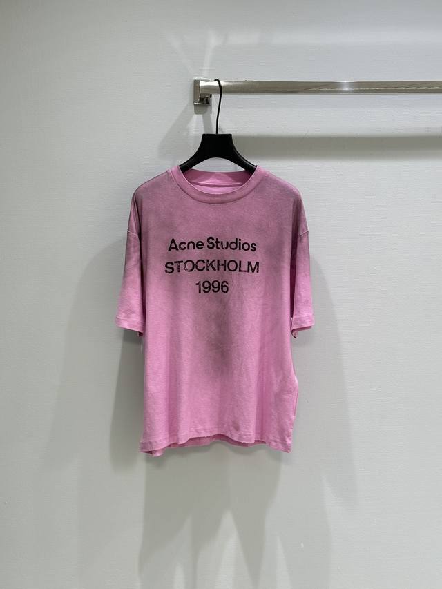 25 Early spring new! 1996 printed distressed short-sleeved T-shirt with sprayed