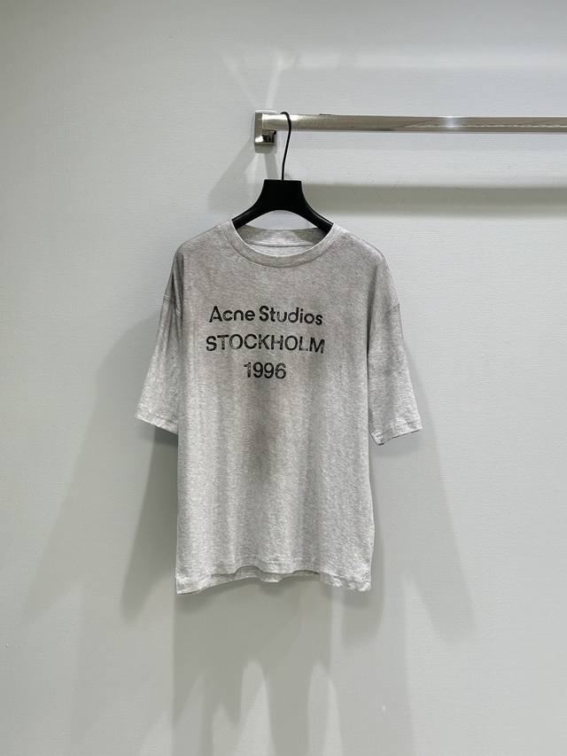 25 Early spring new! 1996 printed distressed short-sleeved T-shirt with sprayed