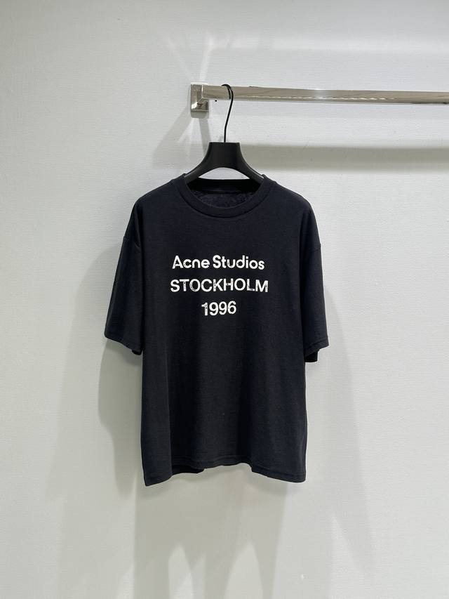 25 Early spring new! 1996 printed distressed short-sleeved T-shirt with sprayed