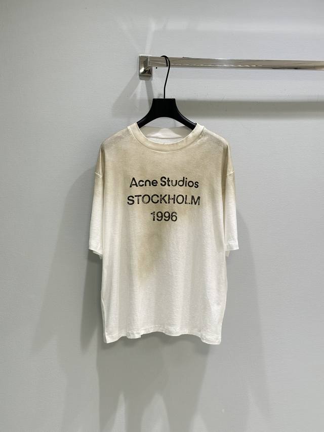 25 Early spring new! 1996 printed distressed short-sleeved T-shirt with sprayed