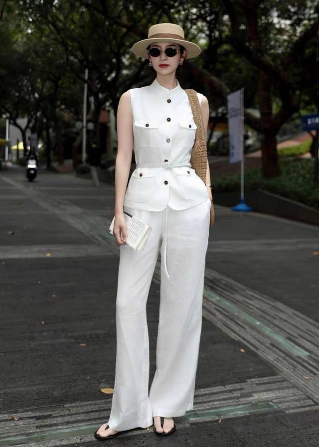 suit old money style high-end temperament capable linen fashion royal sister st