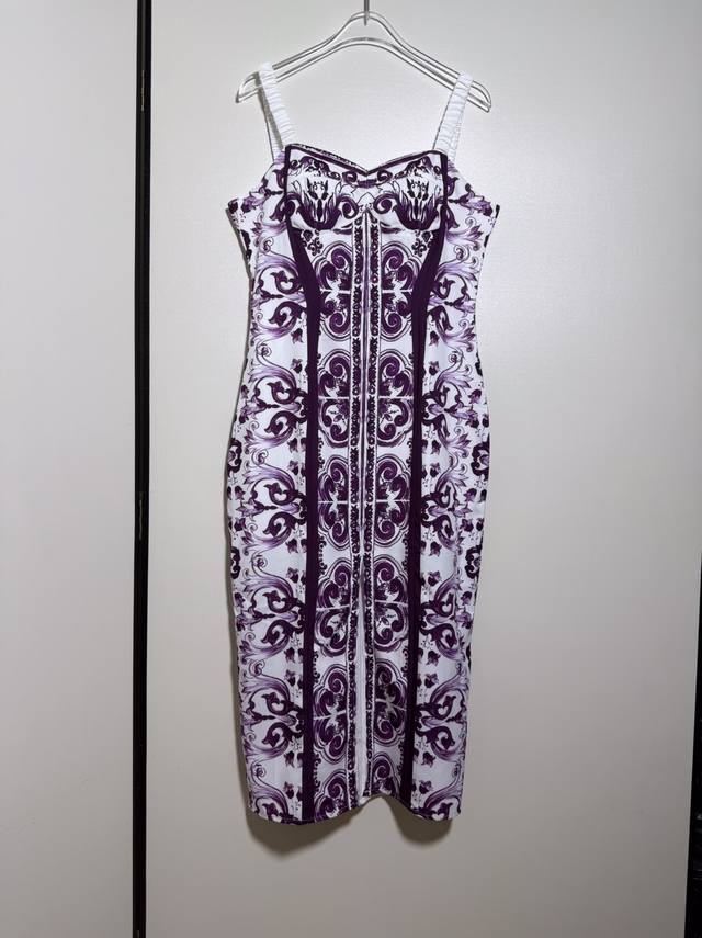 Dolce & Gabbana Dujia corset dress for women purple blue and white porcelain ser
