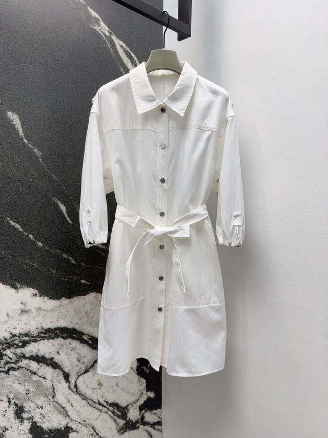 Her 25Ss Spring and summer new H dark pattern jacquard shirt collar tie dress dr