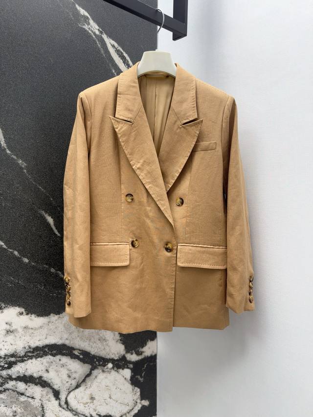 Max 25Ss New arrival in spring and summer Retro old money style linen suit jacke