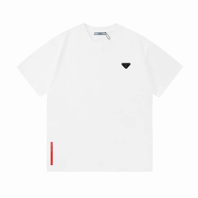 Prada Prada 2025 new custom triangle badge hem logo red leather badge unisex sho
