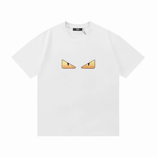 Fendi Fendi 2025 new patch embroidered devil eye logo unisex short-sleeved T-shi