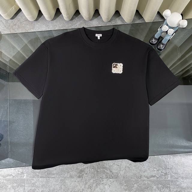 Loewe L0Ewe classic minimalist solid color Logo embroidery round neck short-slee