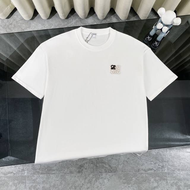 Loewe L0Ewe classic minimalist solid color Logo embroidery round neck short-slee