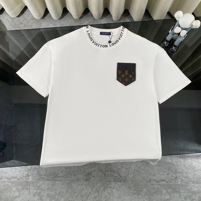 Louis Vuitton Lv 2025 summer new leather label pocket neckline classic letter em
