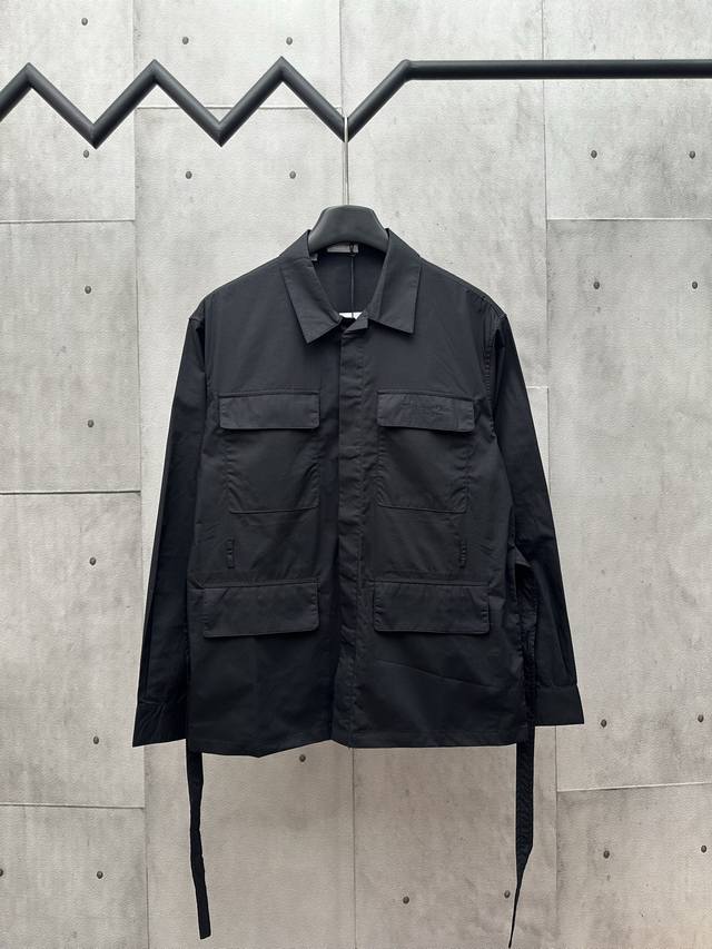 Dior 2025Ss pocket buckle belt shirt black cotton poplin Christian Dio.R Couture