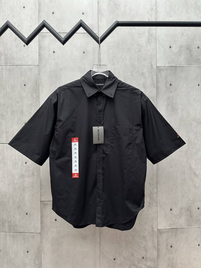 Balenciaga 2025Ss label printed short-sleeved shirt Made of customized Yb cotton