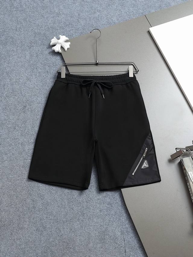 High-end Prada 2025 Spring and Summer new elastic casual shorts, custom-made fa