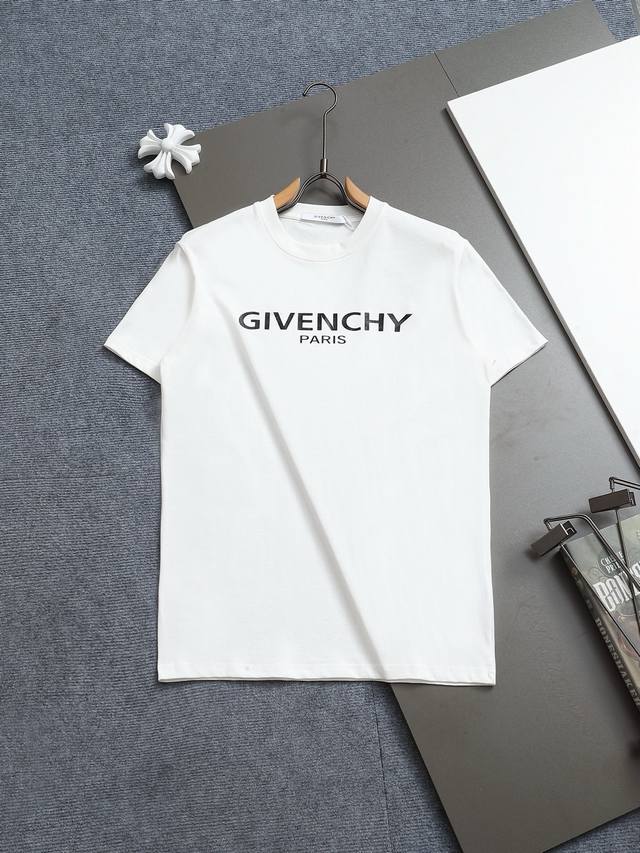 R-9509. Givenchy Logo classic printed T-shirt Newest 32 count double yarn pure c