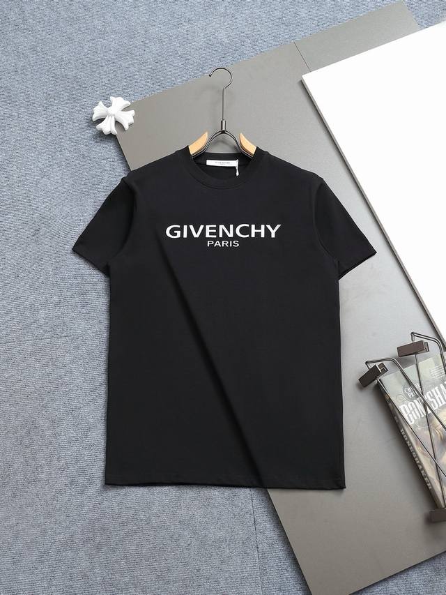 R-9509. Givenchy Logo classic printed T-shirt Newest 32 count double yarn pure c