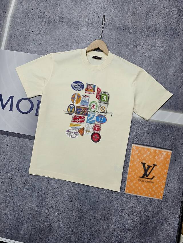Real shot of Nfc chip sensor Louis Vuitton short-sleeved T-shirt Lv logo Logo le