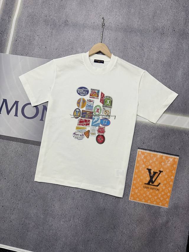 Real shot of Nfc chip sensor Louis Vuitton short-sleeved T-shirt Lv logo Logo le