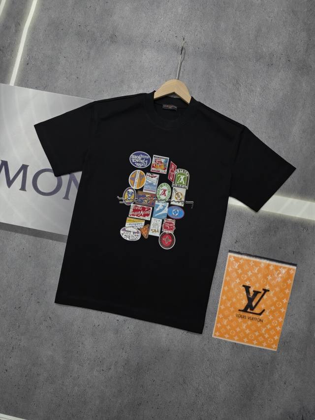Real shot of Nfc chip sensor Louis Vuitton short-sleeved T-shirt Lv logo Logo le