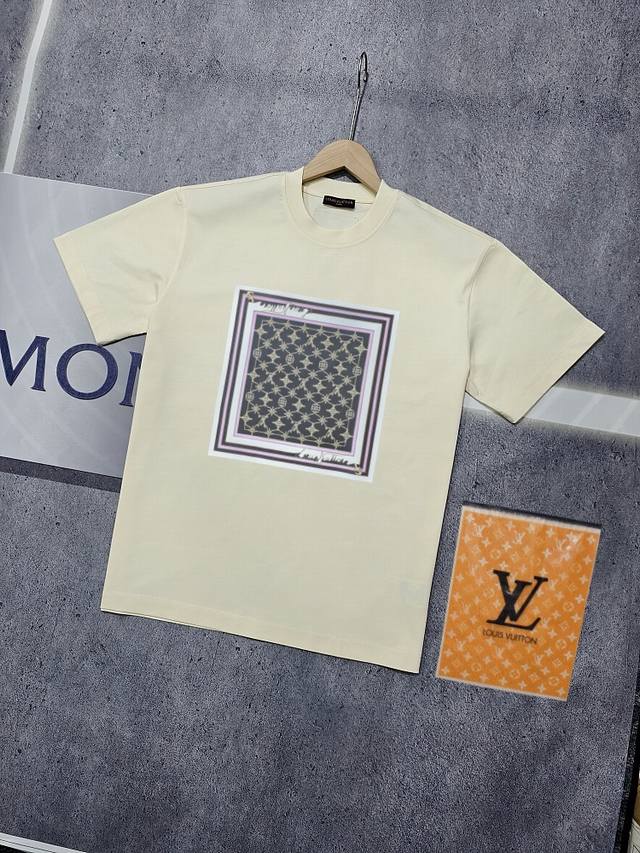Real shot of Nfc chip sensor Louis Vuitton short-sleeved T-shirt Lv square Logo