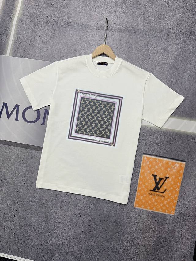Real shot of Nfc chip sensor Louis Vuitton short-sleeved T-shirt Lv square Logo
