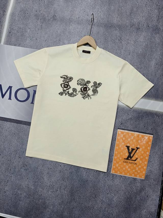 Real shot of Nfc chip sensor Louis Vuitton short-sleeved T-shirt Lv floral logo