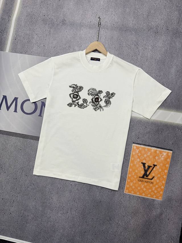 Real shot of Nfc chip sensor Louis Vuitton short-sleeved T-shirt Lv floral logo