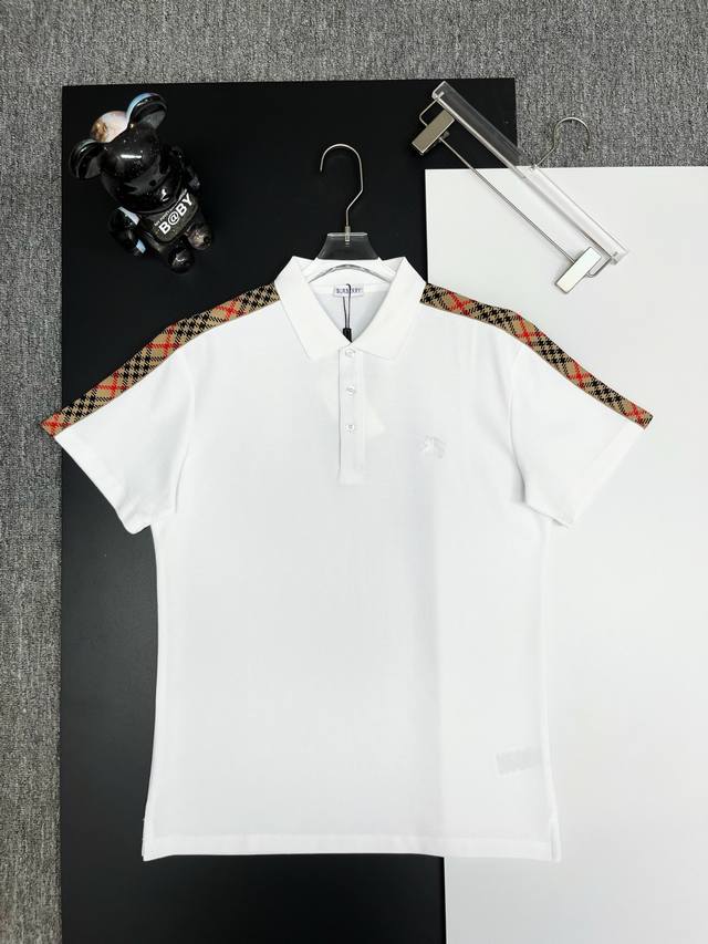 Burberry new style Polo shirt with Burberry check ribbon and warhorse embroidery