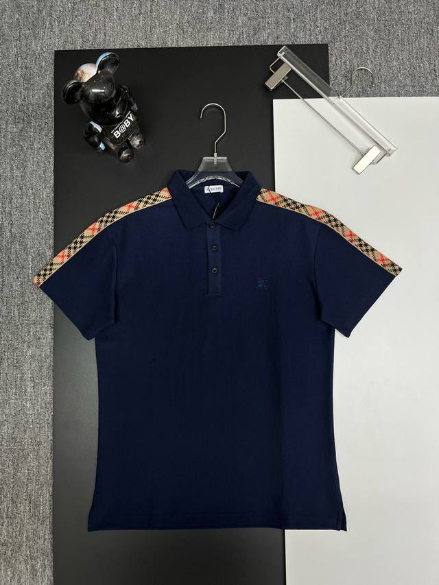 Burberry new style Polo shirt with Burberry check ribbon and warhorse embroidery
