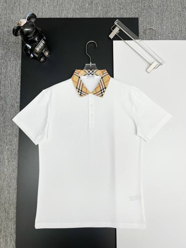 Burberry new style Polo shirt with Burberry check collar Original fabric, offici