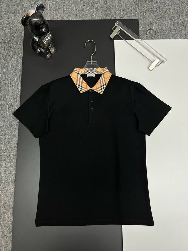 Burberry new style Polo shirt with Burberry check collar Original fabric, offici