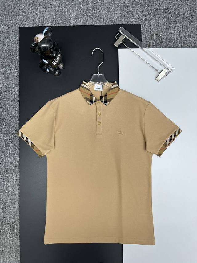 Burberry new style Polo shirt with Burberry collar plaid and warhorse embroidery