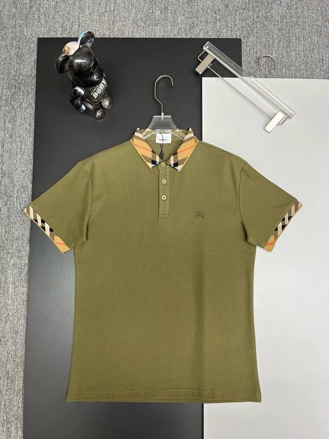 Burberry new style Polo shirt with Burberry collar plaid and warhorse embroidery