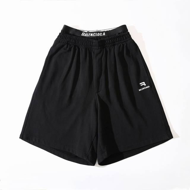 D022# Fake two-piece double waist underwear splicing embroidery shorts sweatpant